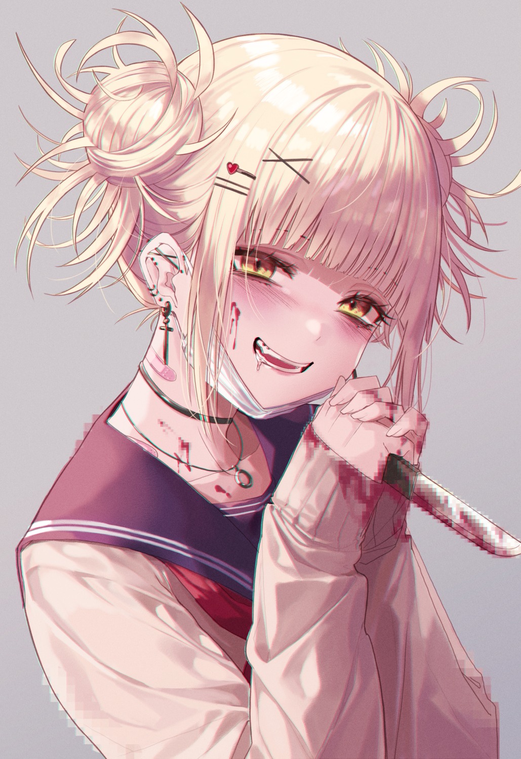 Karapp0 Boku No Hero Academia Toga Himiko Bandaid Blood Seifuku Sweater